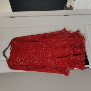 Francesca's mi ami red dress white flowers ruffles